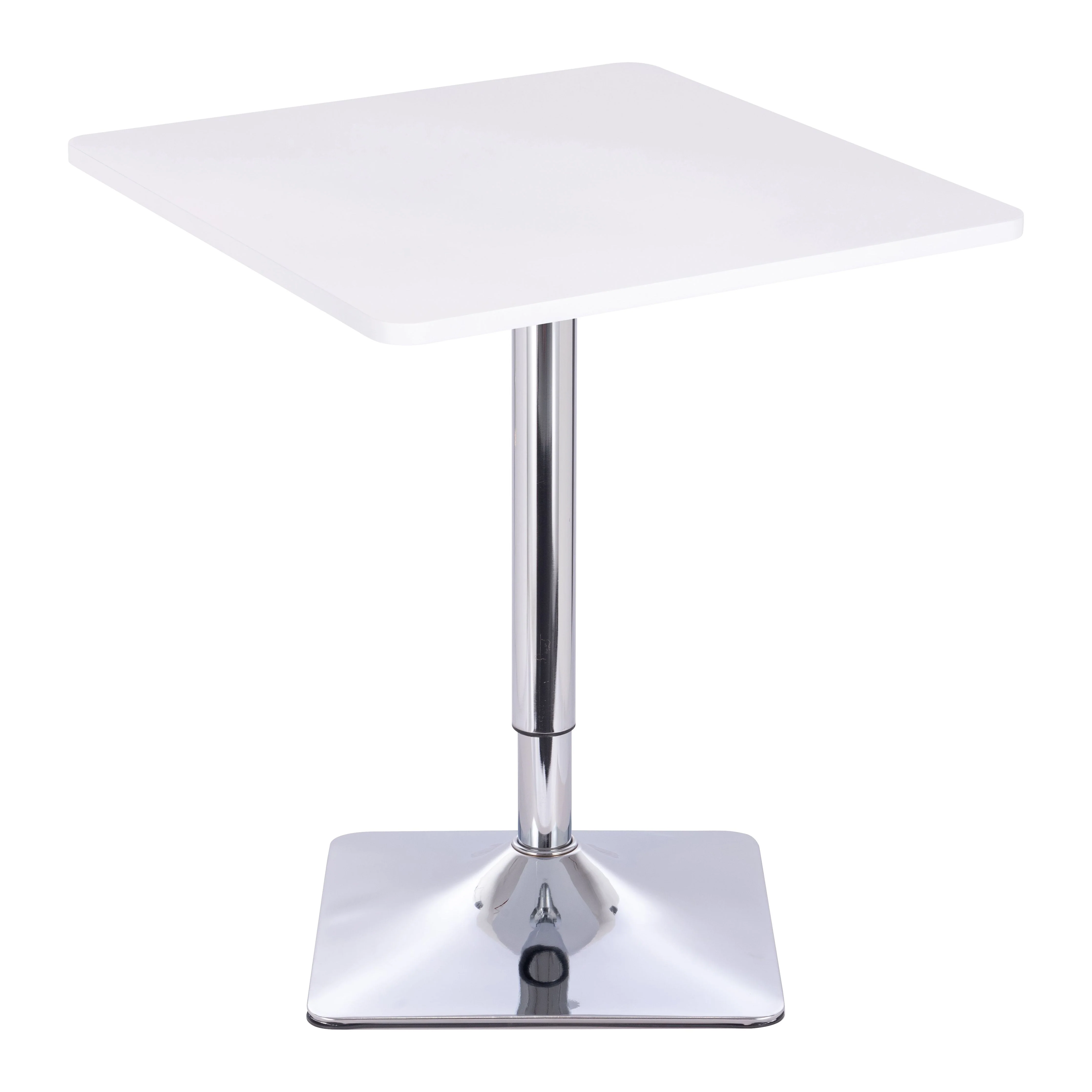 שולחן בר מרובע לבן 60*60 רגל מרובעת כרום - Image 3