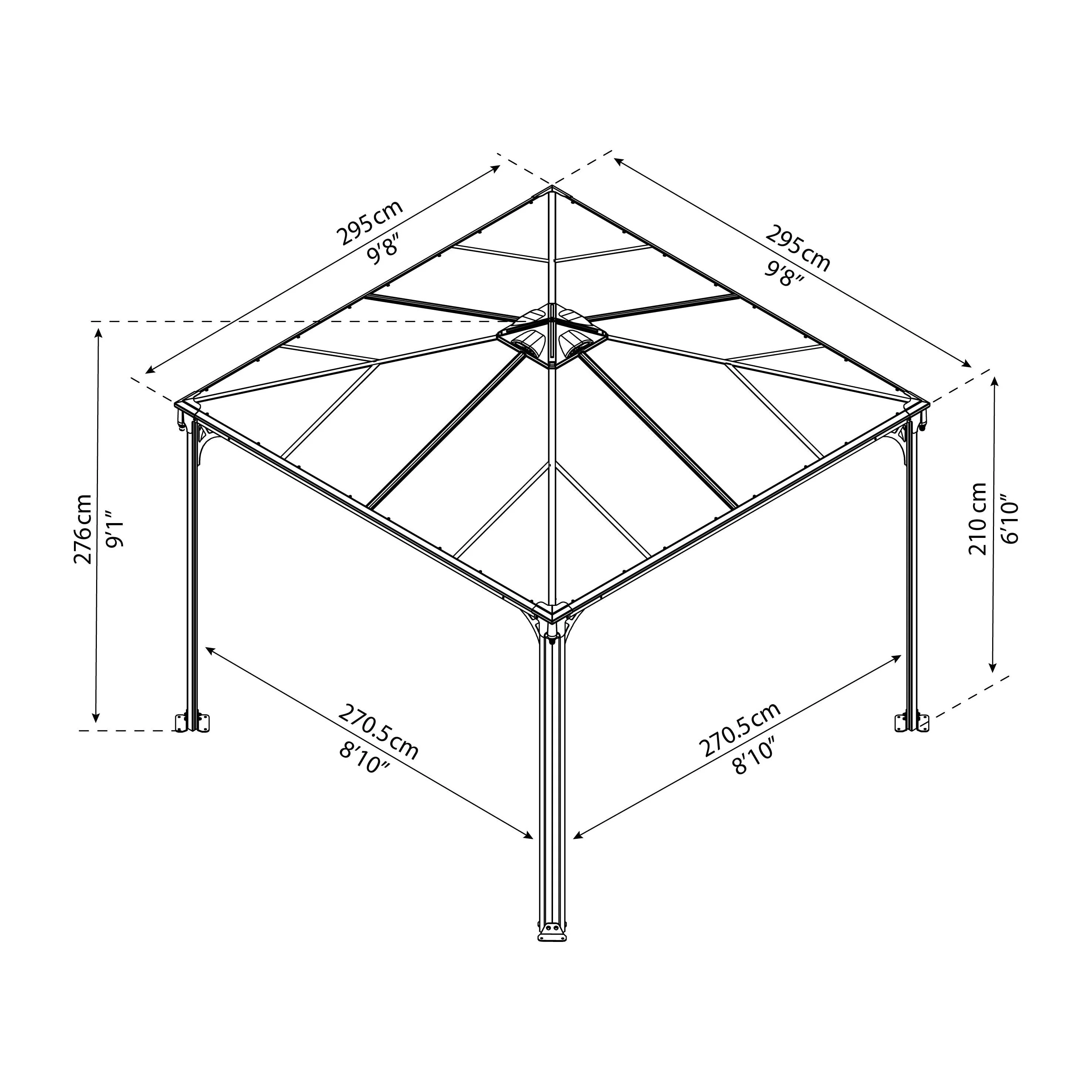 גזיבו Palermo אפור כהה 3x3 מבית פלרם - Canopia - Image 3