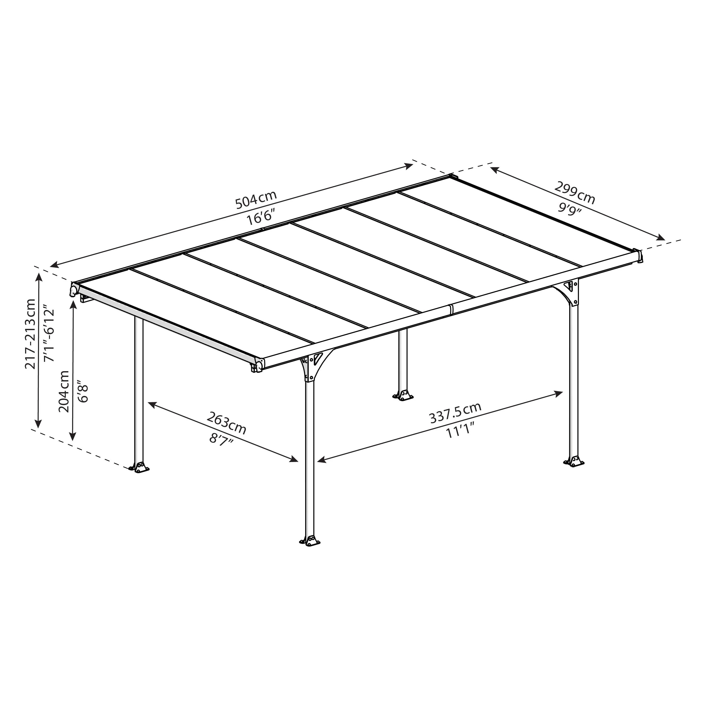 חניה לרכב Verona אפורה 3X5 מבית פלרם - Canopia - Image 3