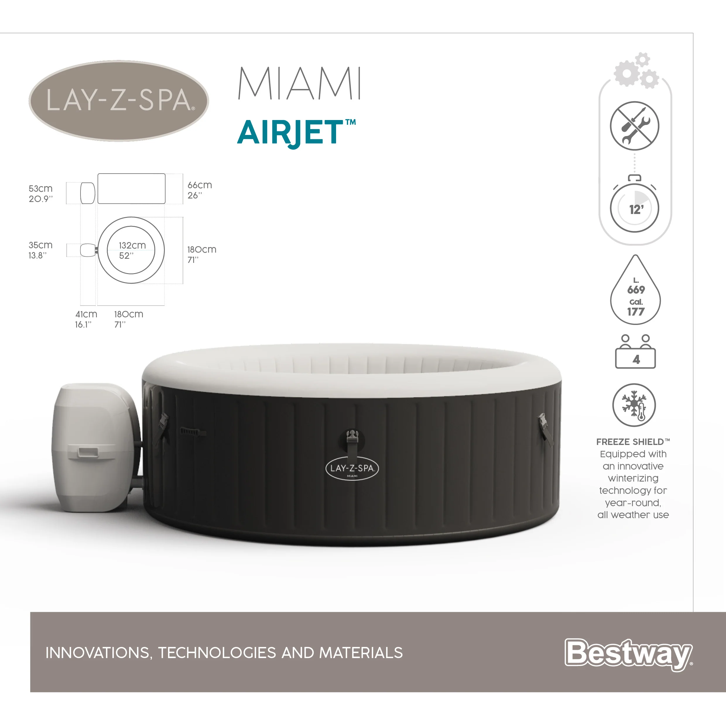 ג'קוזי מתנפח מיאמי, דגם MIAMI 60001 , יבואן רשמי BESTWAY - Image 8