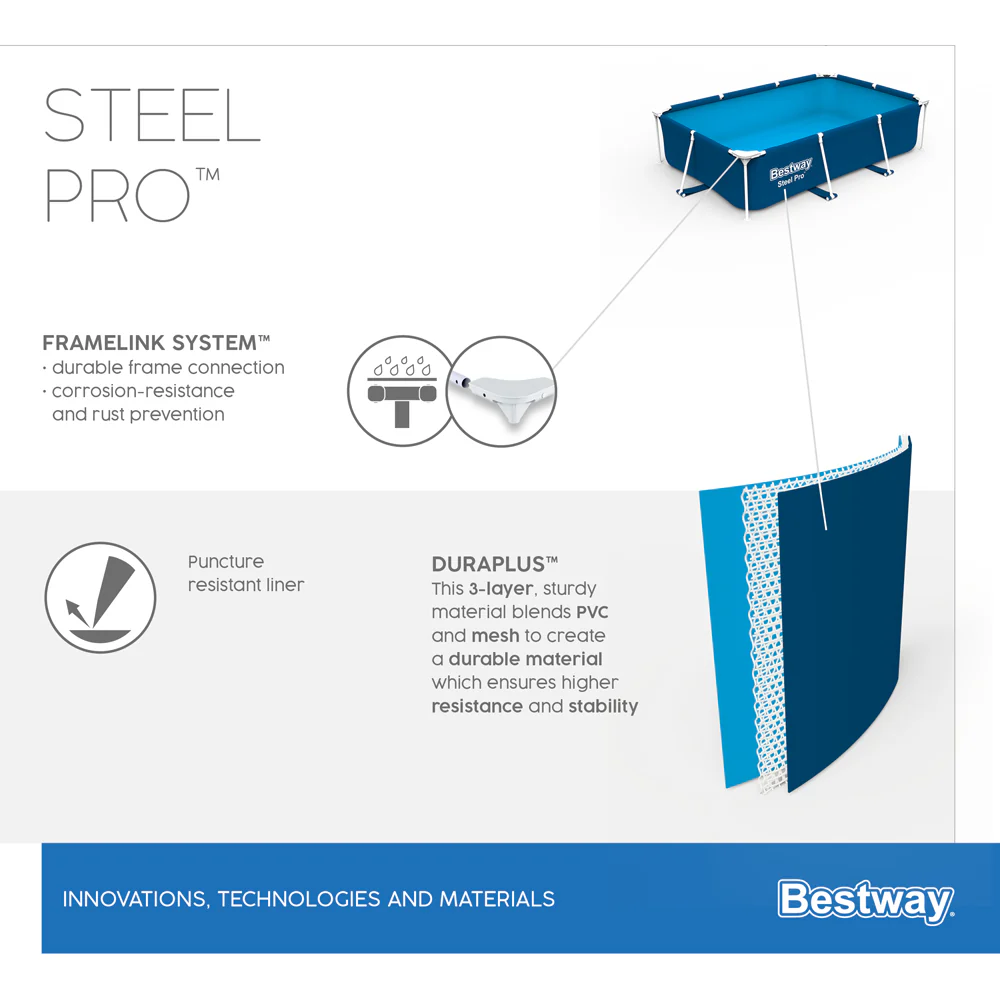 בריכה ביתית Bestway מלבנית 200*300 ס"מ - יבואן רשמי דגם 56404 - Image 4