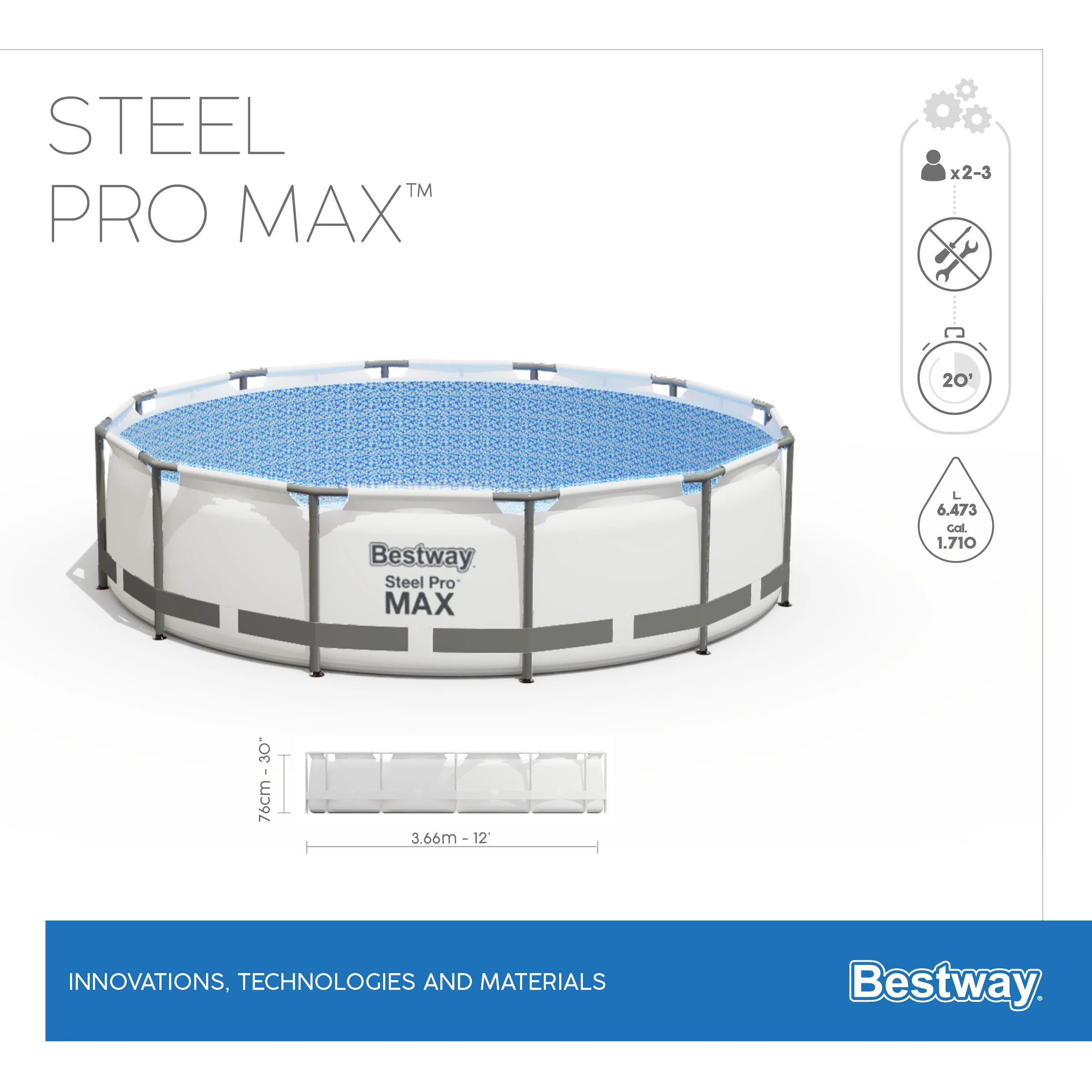 בריכה ביתית עגולה 76*366 ס"מ דגם 56416 Bestway - Image 3