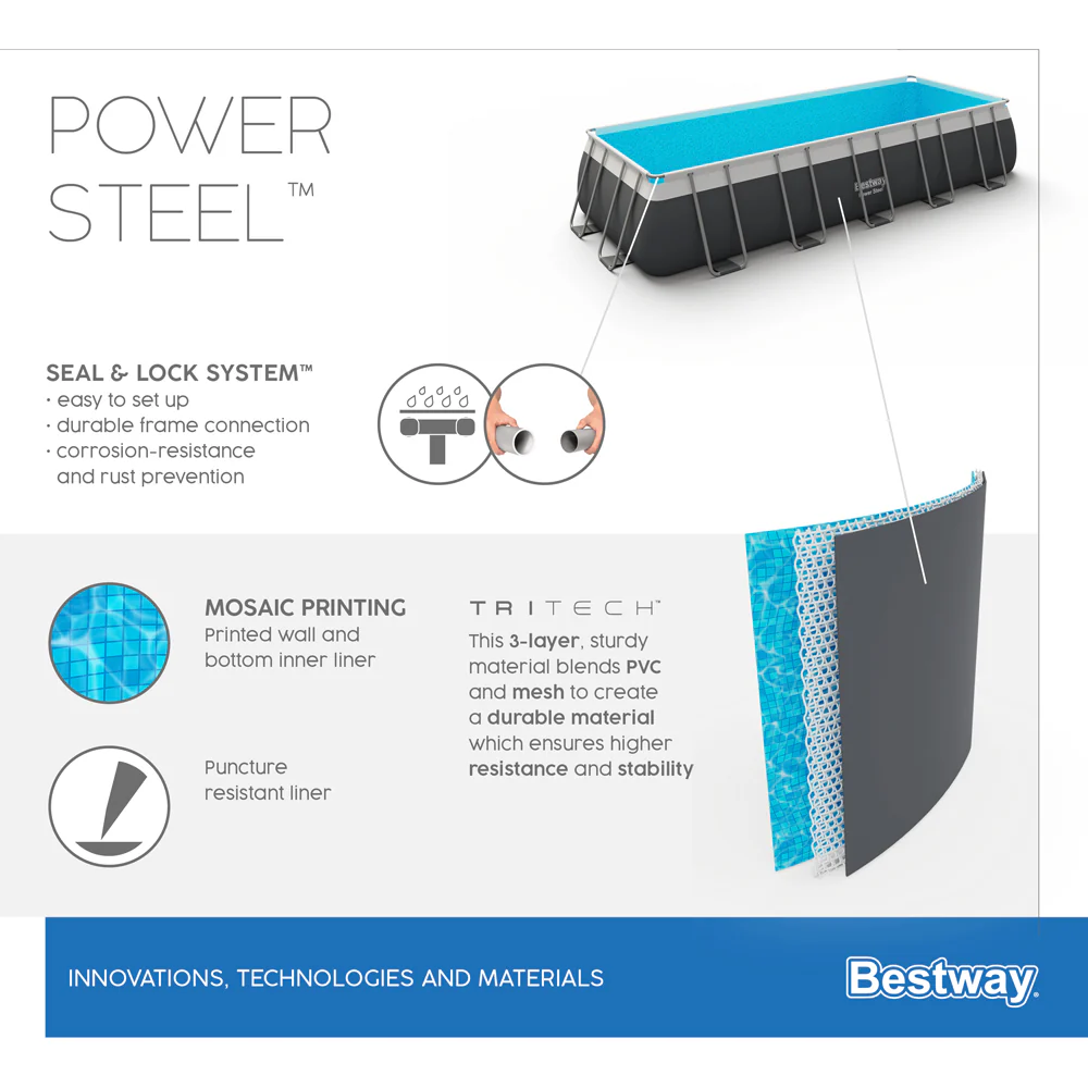 בריכה ביתית מלבנית 640*274*132 ס"מ - יבואן רשמי Bestway דגם 5612B - Image 7