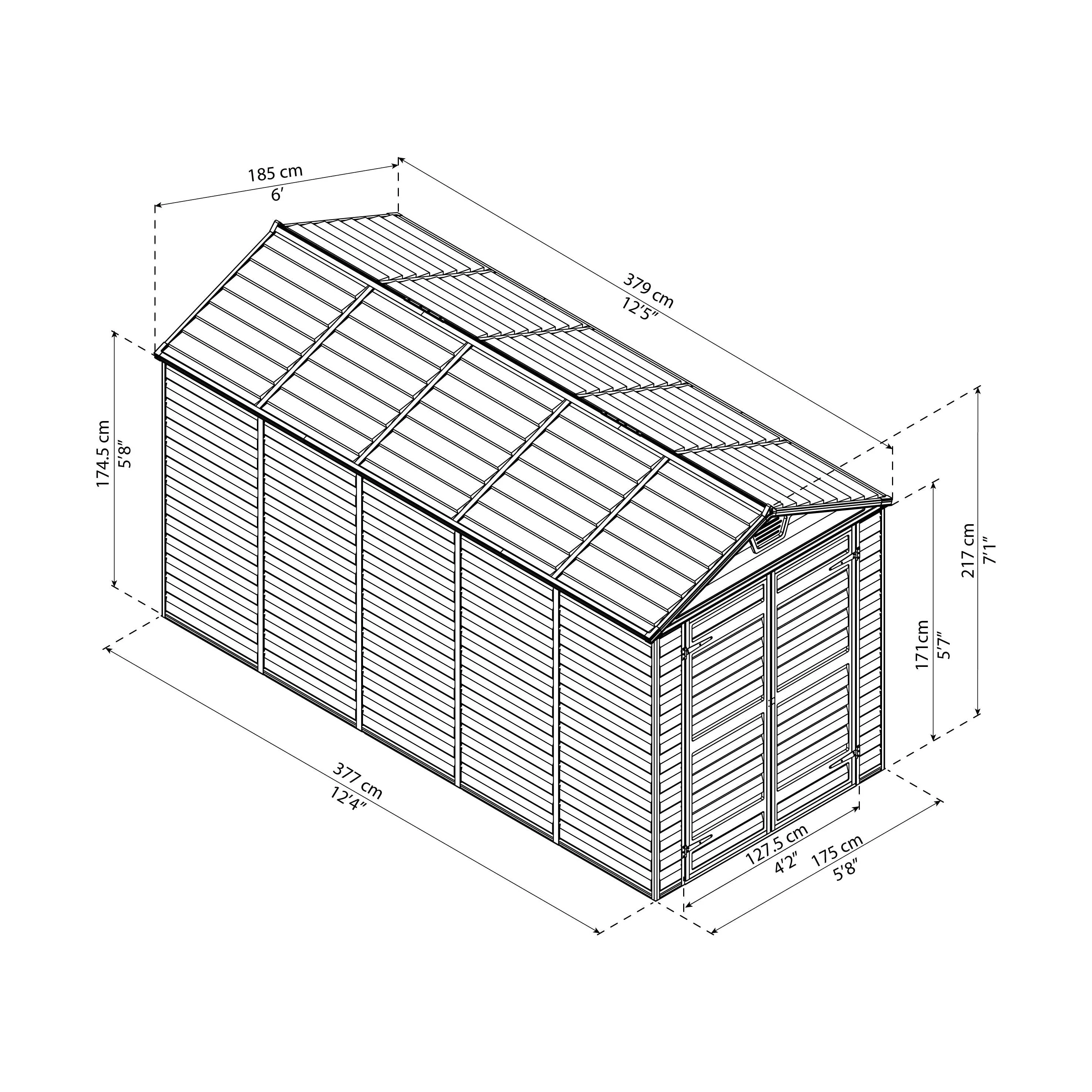 מחסן גינה Skylight אפור 1.9X3.8 מבית פלרם - Canopia - Image 2