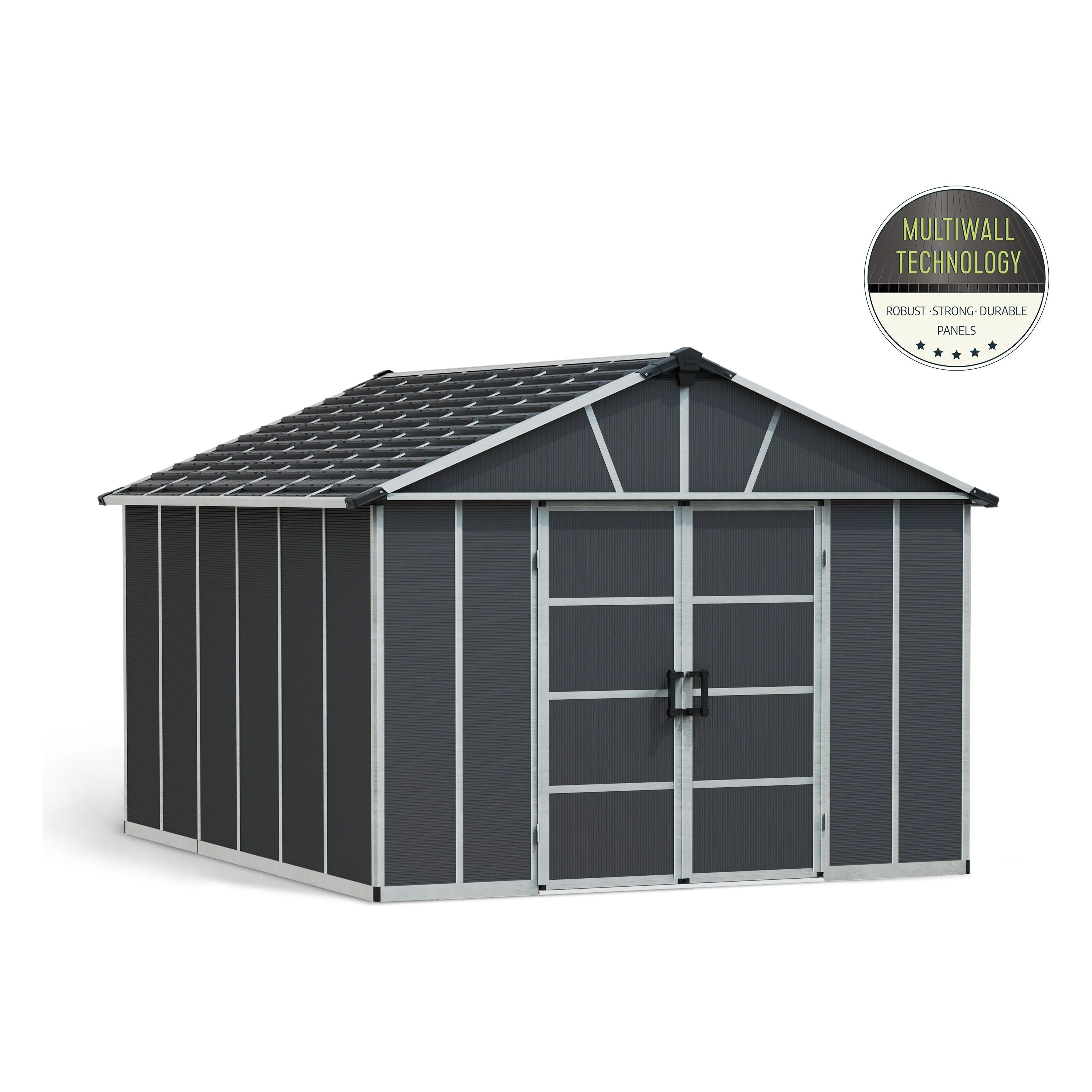 מחסן גינה Yukon אפור כהה 3.3X4 מבית פלרם - Canopia