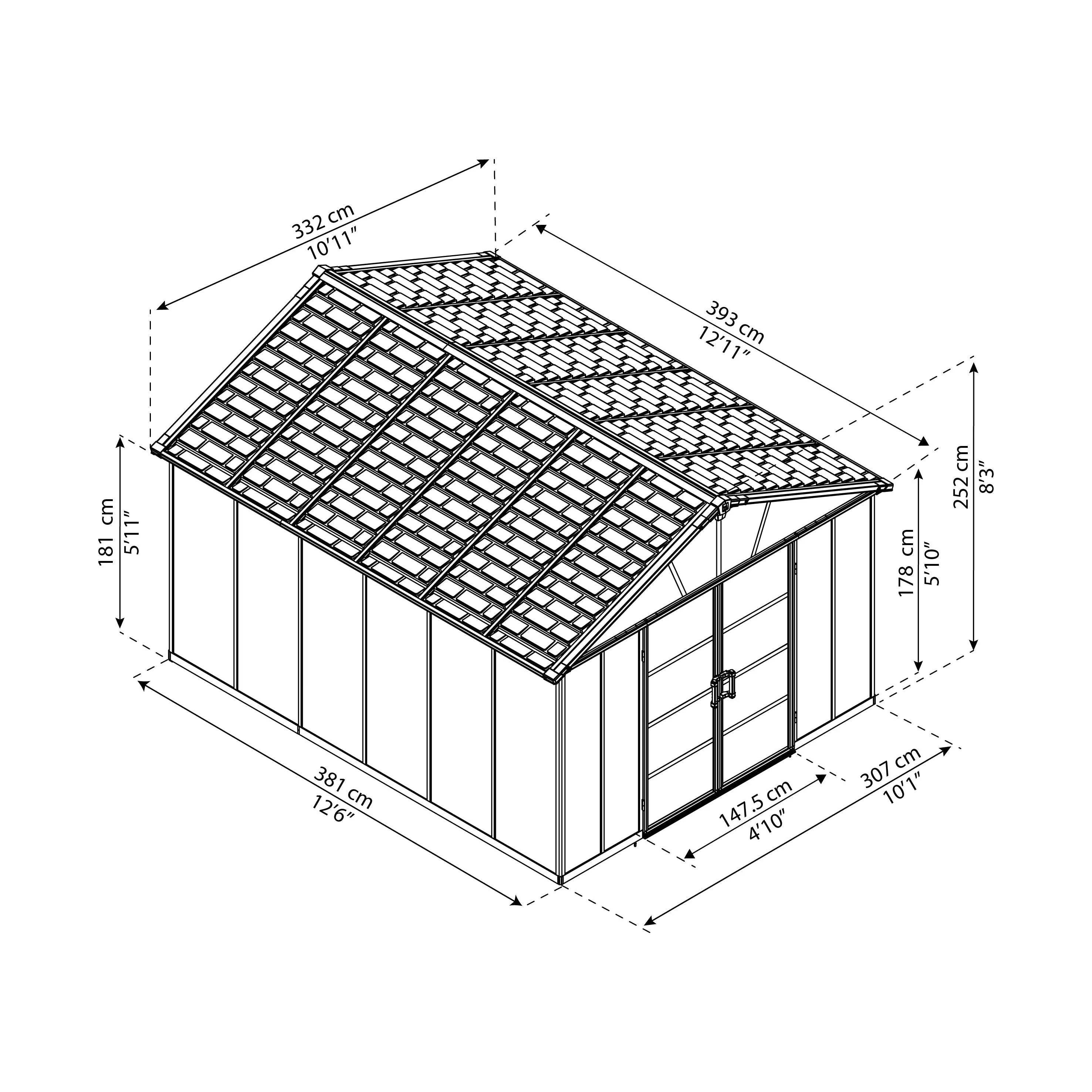 מחסן גינה Yukon אפור כהה 3.3X4 מבית פלרם - Canopia - Image 3