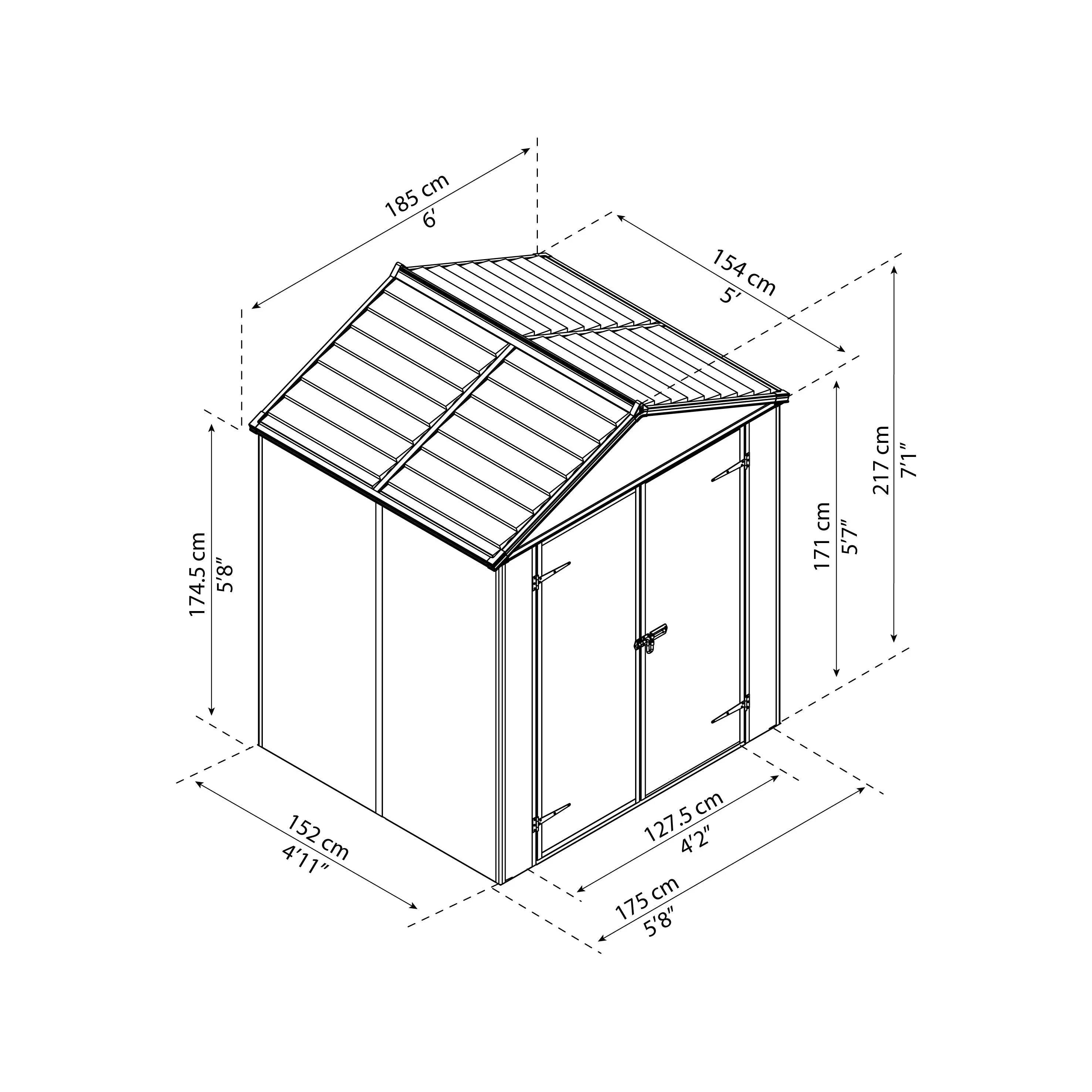 מחסן גינה Rubicon אפור כהה 1.9X1.5 מבית פלרם - Canopia - Image 3