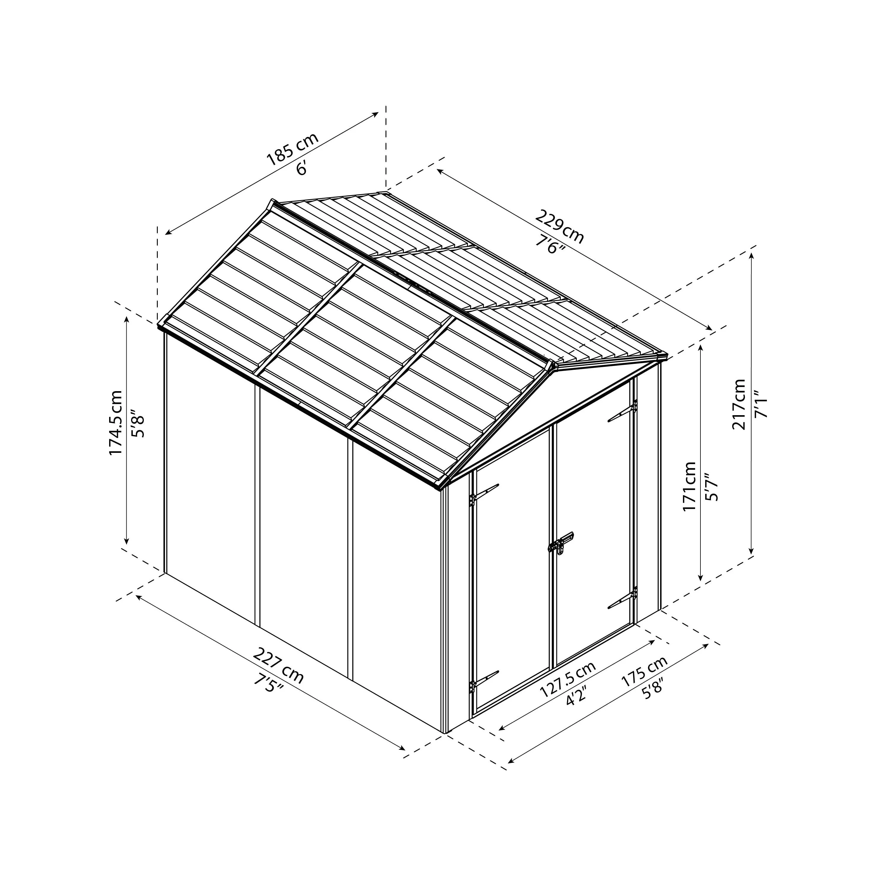 מחסן גינה Rubicon אפור כהה 1.9X2.3 מבית פלרם - Canopia - Image 3