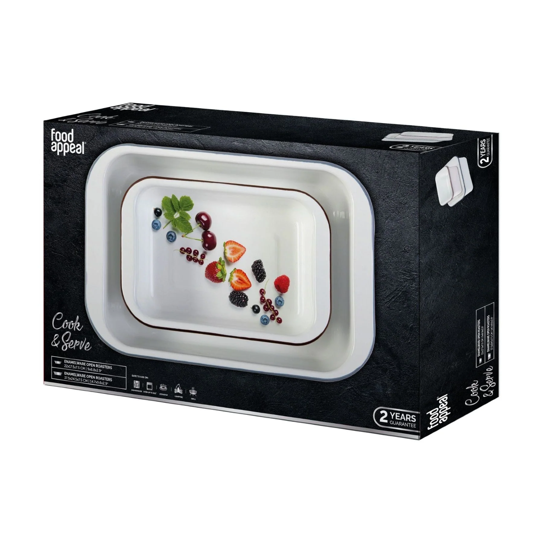 זוג תבניות אמייל 25*38 ס"מ + 18*22 ס"מ ENAMELWARE לבן Food Appeal - Image 2