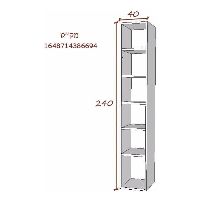 יחידה לחדר ארונות 5 מדפים עץ מולבן  40 ס"מ - Image 2