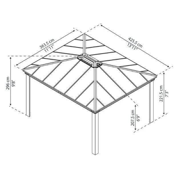 גזיבו Dallas אפור אטום 3.6X4.3 מבית פלרם - Canopia - Image 3