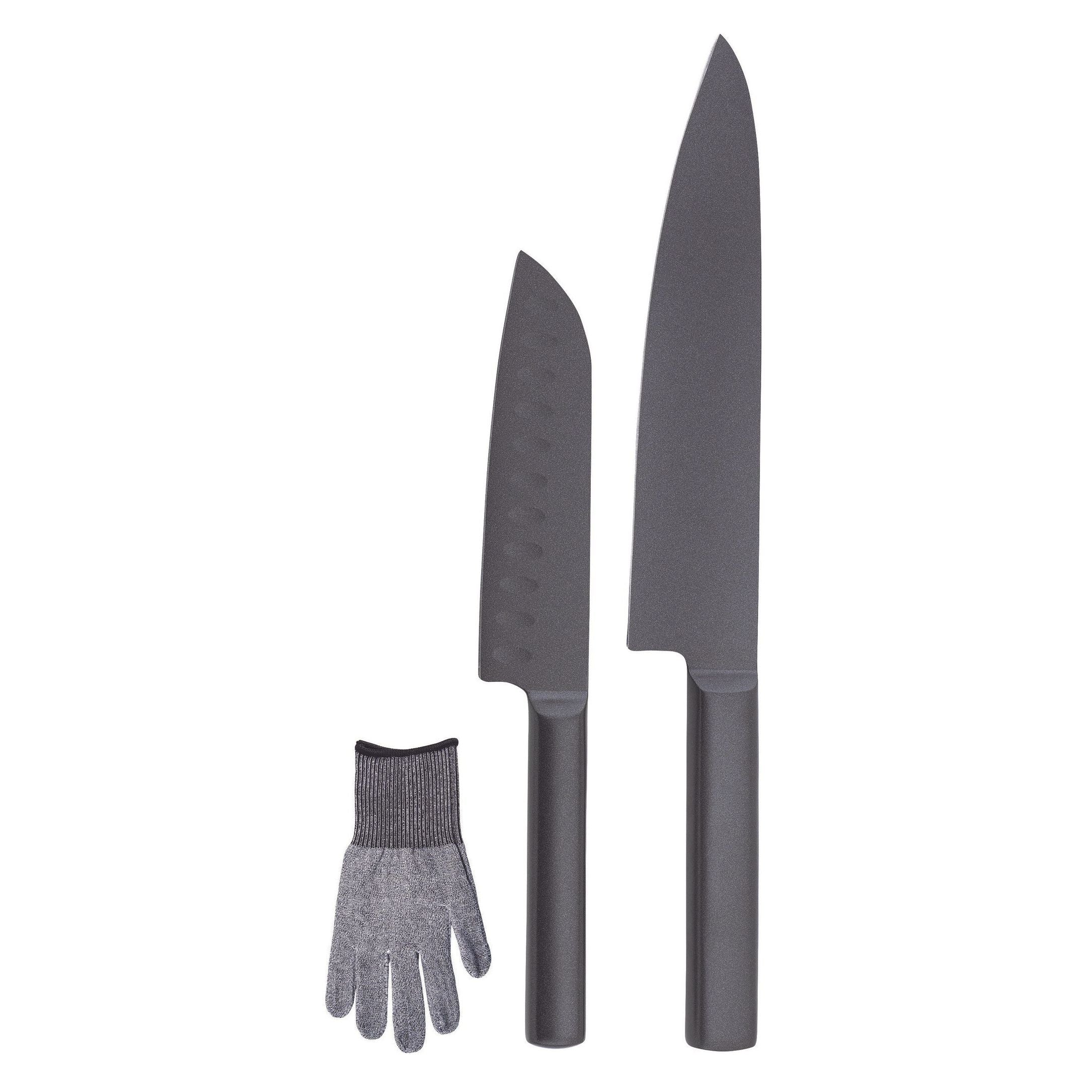 סט 2 סכינים ציפוי נון סטיק עם כפפה Black Edition סולתם