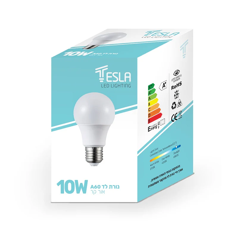 TESLA E27 10W 6Kנורת ליבון לד