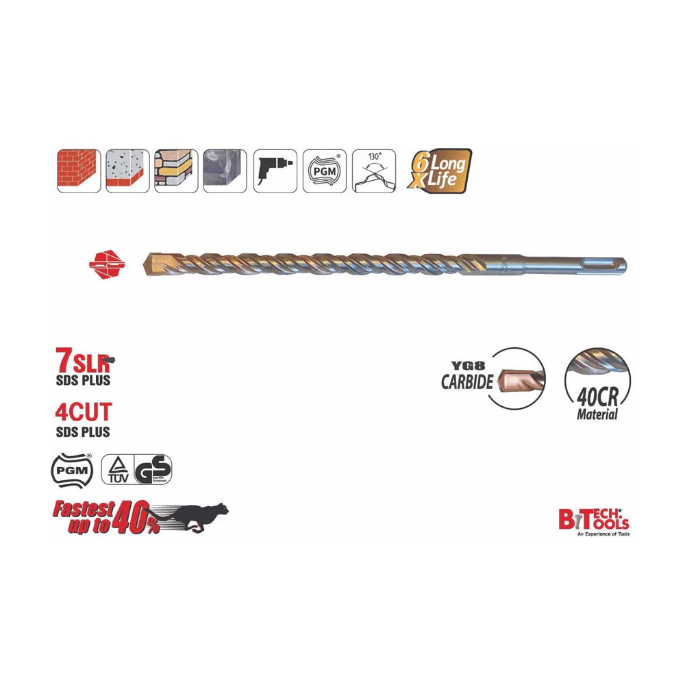 מקדח פטישון SLR 7 SDS P  מידה B.TECH 6X110 PGM