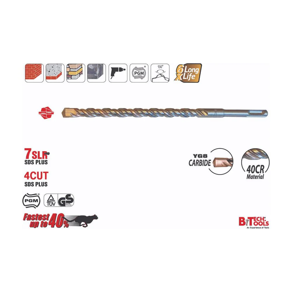 מקדח פטישון SLR 7 SDS P מידה B.TECH 13X160 PGM