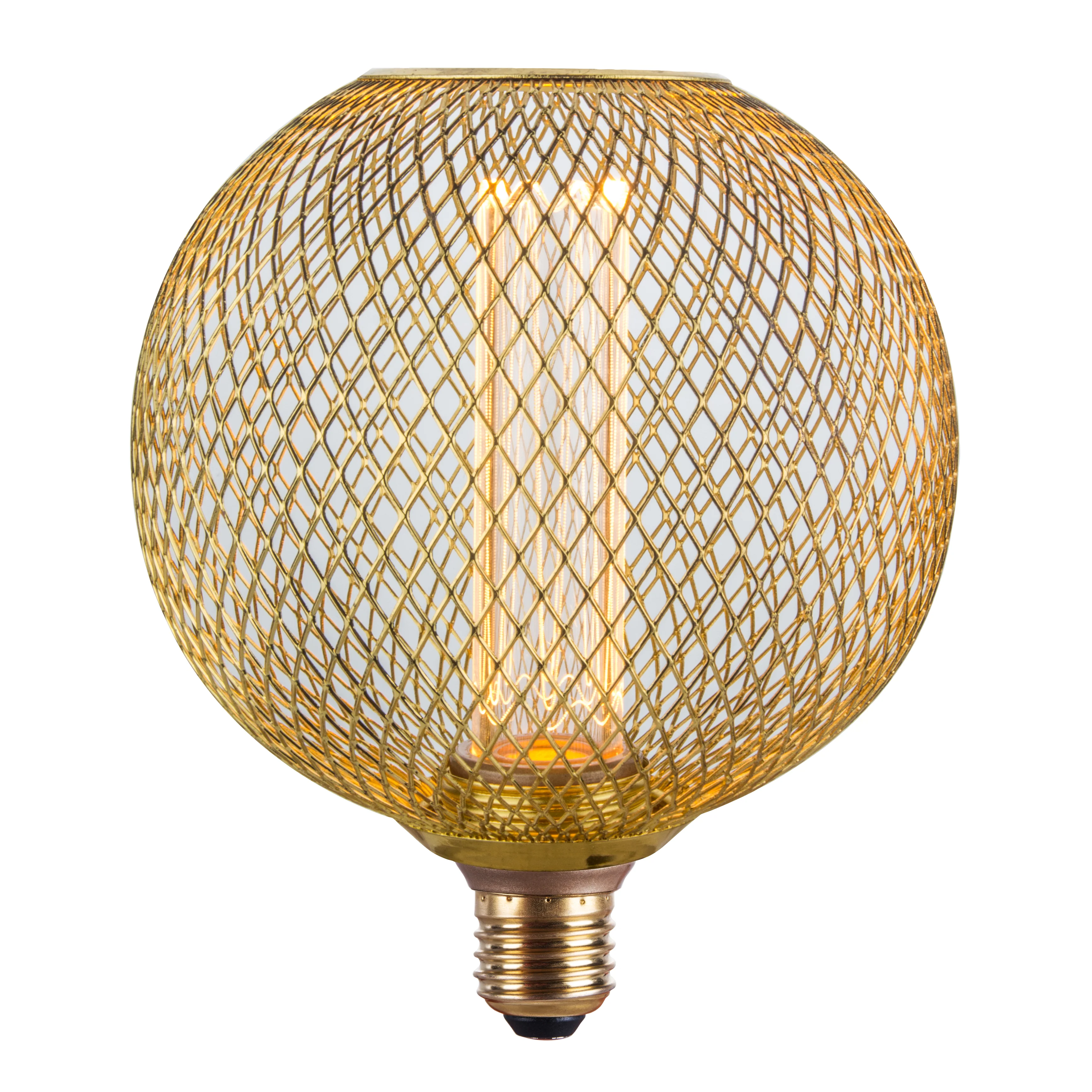 נורה מעוצבת גימור זהב TIFFANY ROUND E27 4W תאורת אווירה חמה