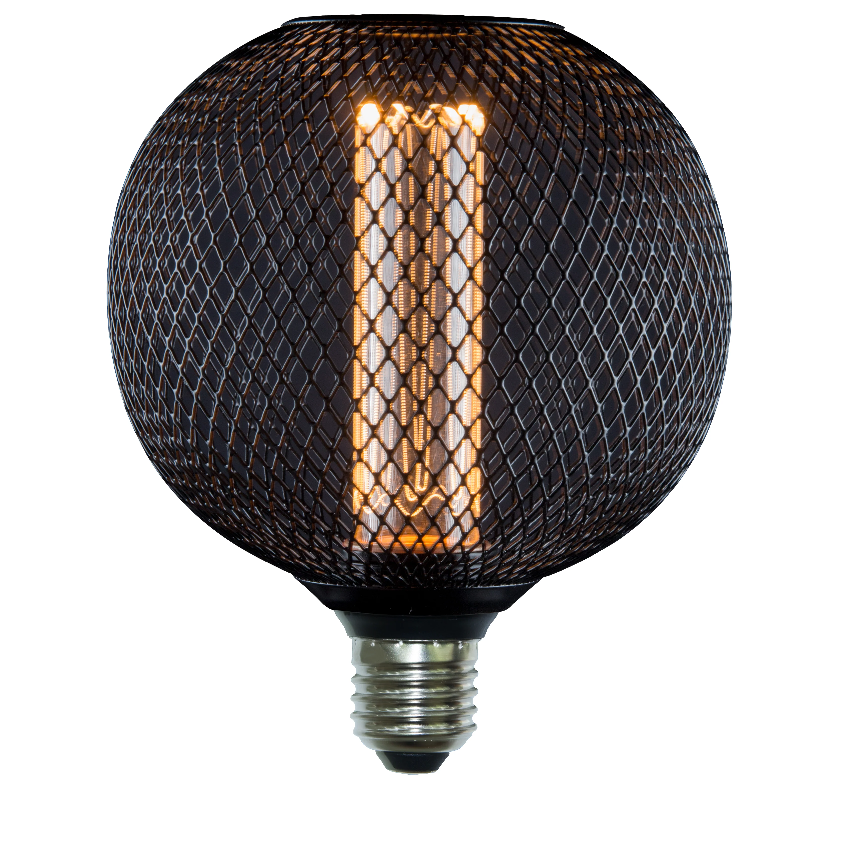 נורה מעוצבת גימור שחור TIFFANY ROUND E27 4W תאורת אווירה חמה