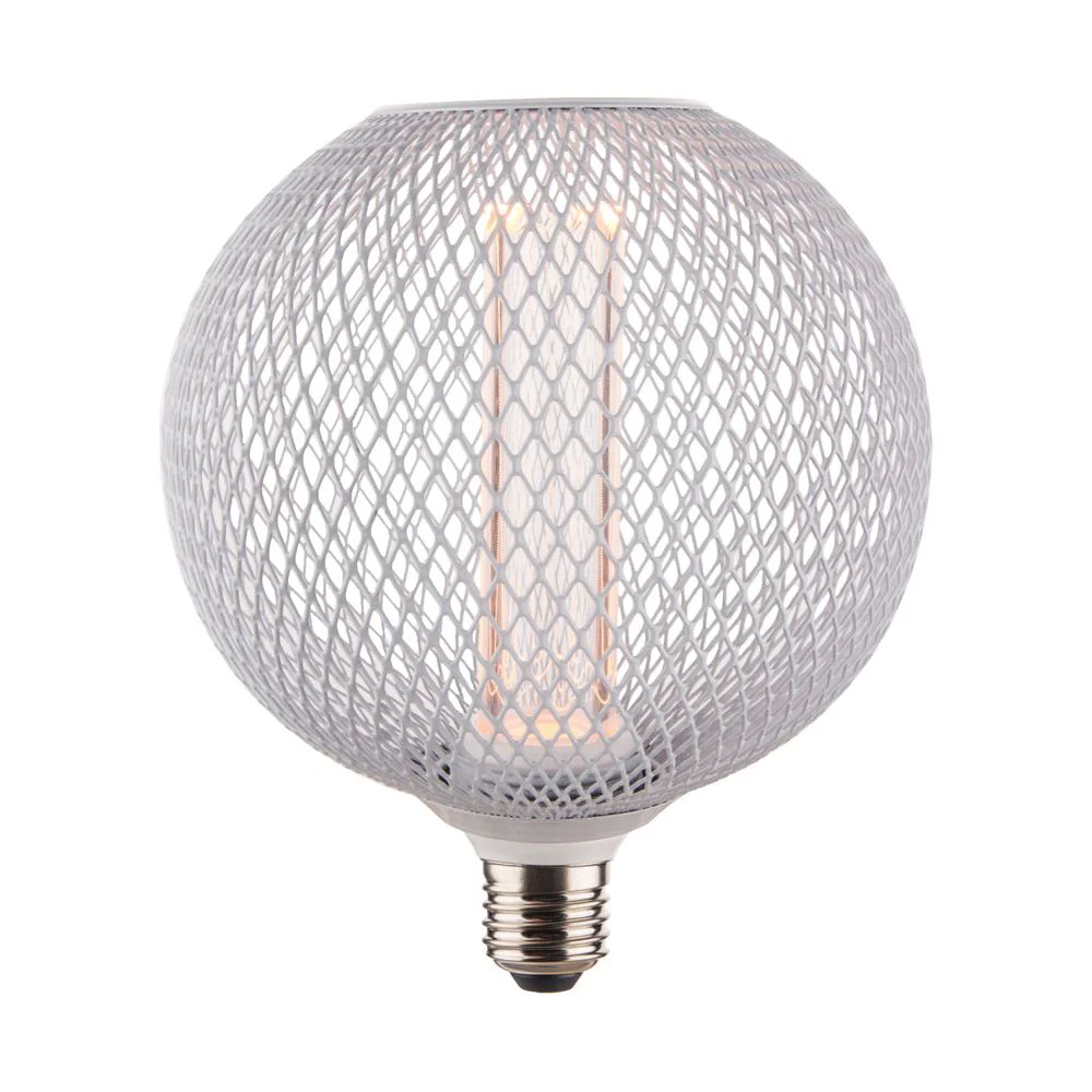 נורה מעוצבת גימור לבן TIFFANY ROUND E27 4W תאורת אווירה חמה