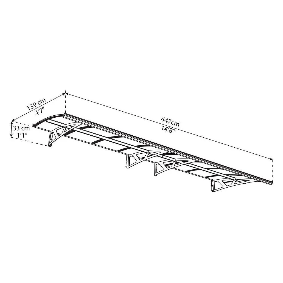גגון Amsterdam אפור-שקוף 1.4X4.5 מבית פלרם - Canopia - Image 4