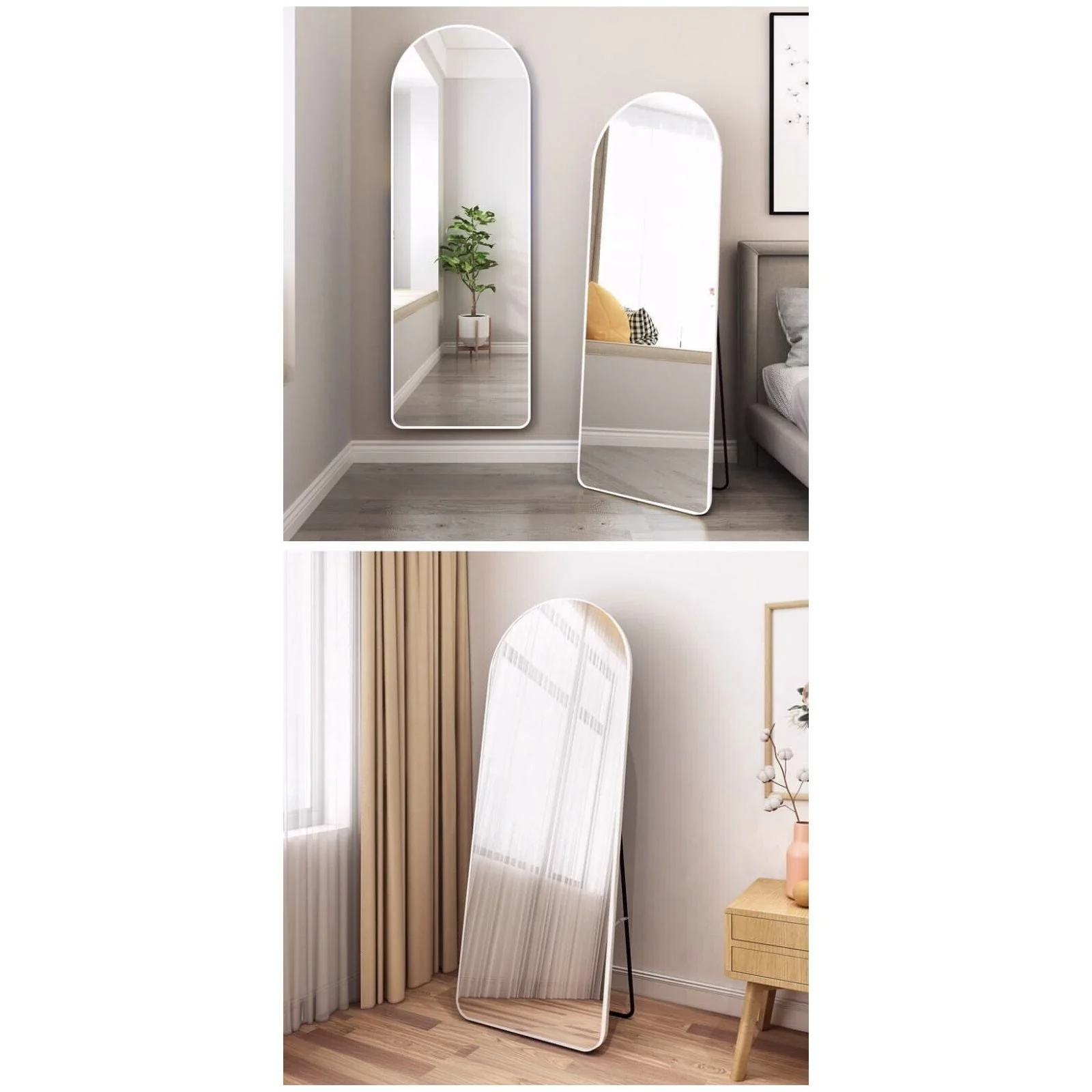 מראת גוף לבנה חצי אובלית 60*165 ס"מ - Image 3