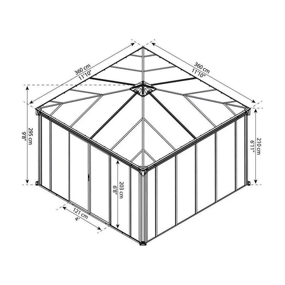 גזיבו סגור Ledro אפור כהה 3.6X3.6 מבית פלרם - Canopia - Image 3