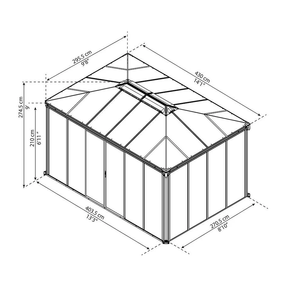 גזיבו סגור Ledro אפור כהה 3X4.3 מבית פלרם - Canopia - Image 3