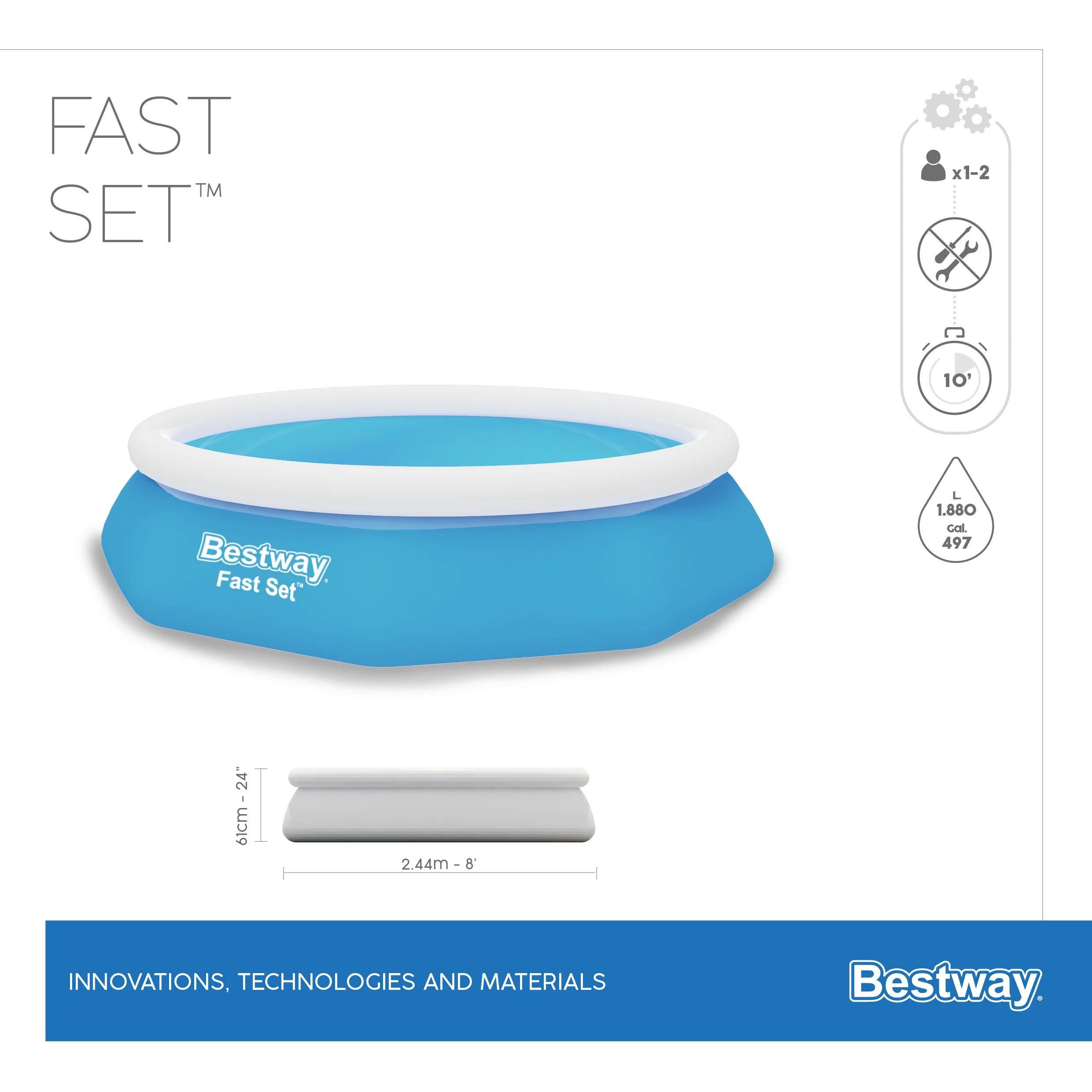 בריכה 61*244 ס"מ, FAST יבואן רשמי BESTWAY, דגם 57448 - Image 3