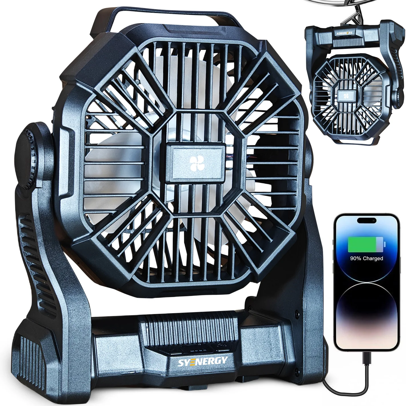 מאוורר קמפינג נייד נטען שחור דגם HC-23 של SYENERGY - Image 4