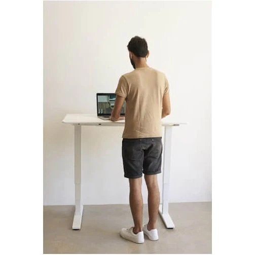 שולחן עבודה פנאומטי רוחב 120 ס"מ דגם Sit Stand Table מבית Keisar לבן - Image 5