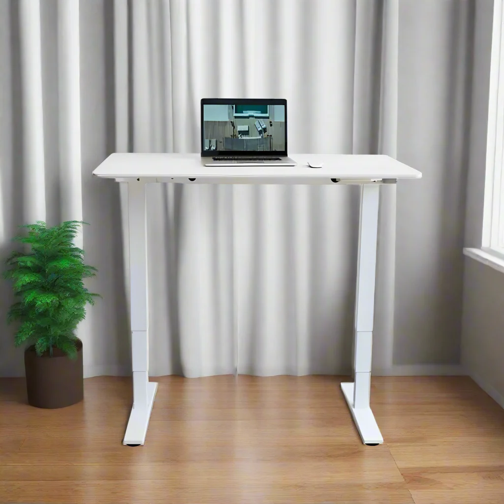 שולחן עבודה פנאומטי רוחב 140 ס"מ דגם Sit Stand Table מבית Keisar לבן