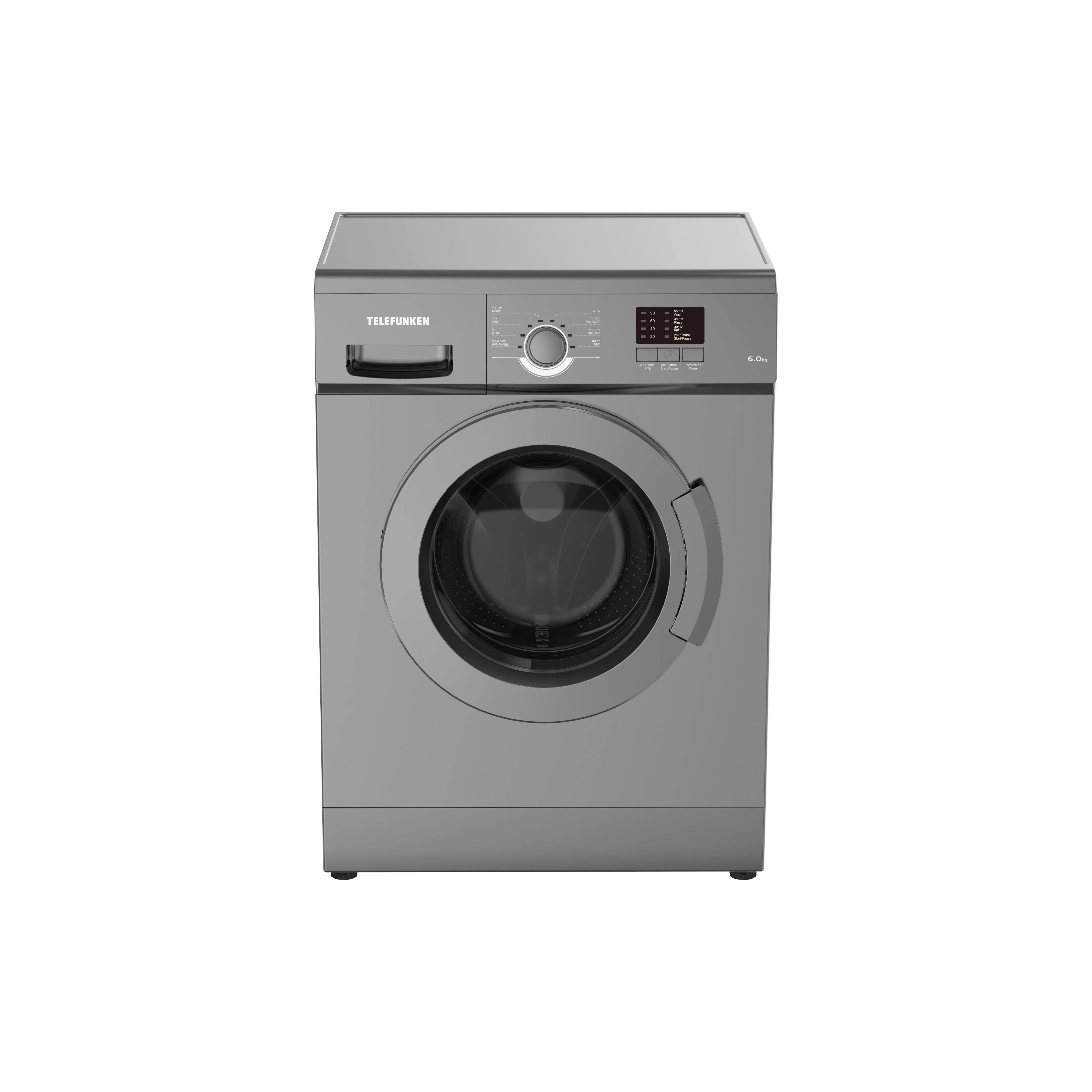 מכונת כביסה 6 ק"ג אפור דגם TWM600A7-DS של TELEFUNKEN - Image 3