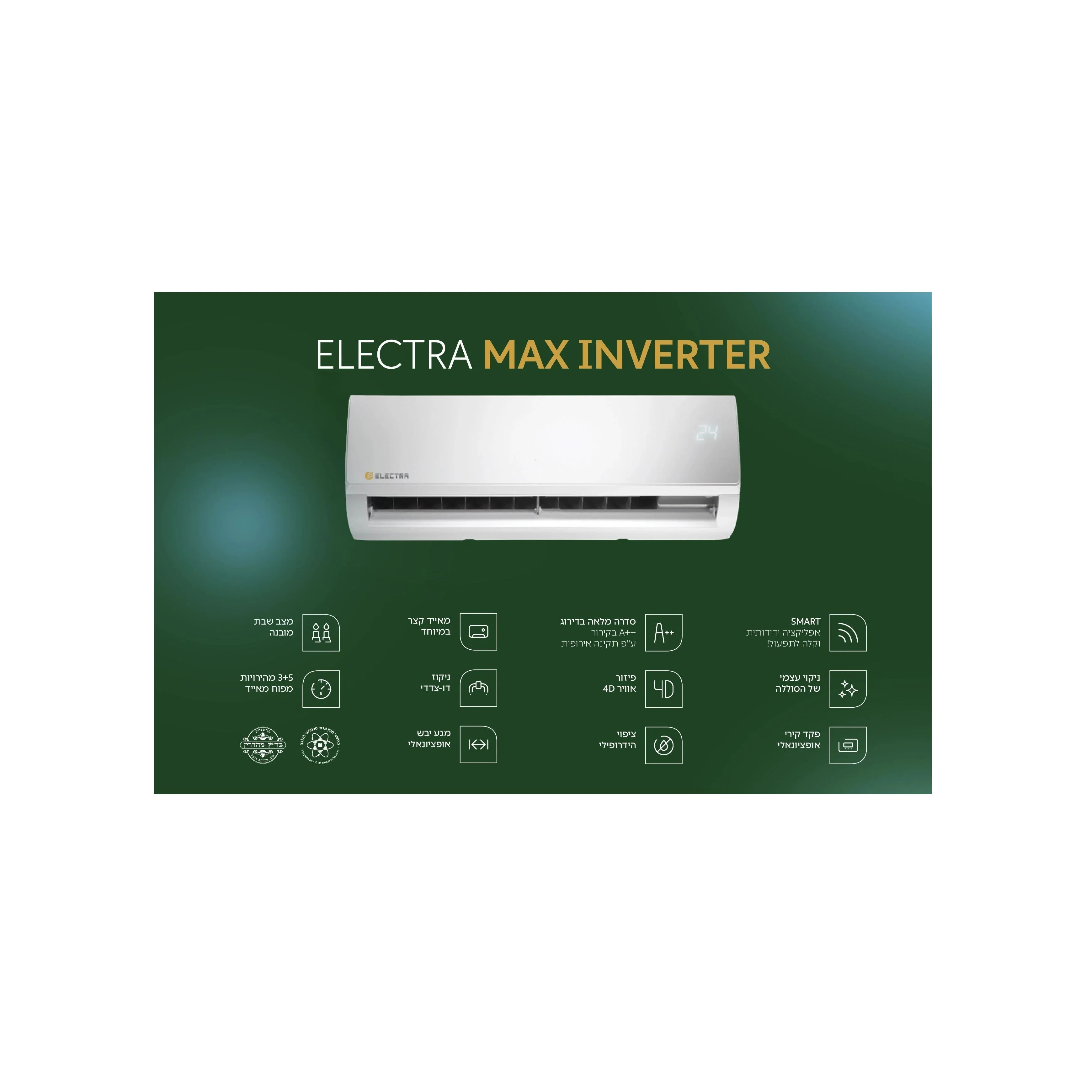 מזגן עילי אלקטרה Electra Max Inverter 340 - Image 3