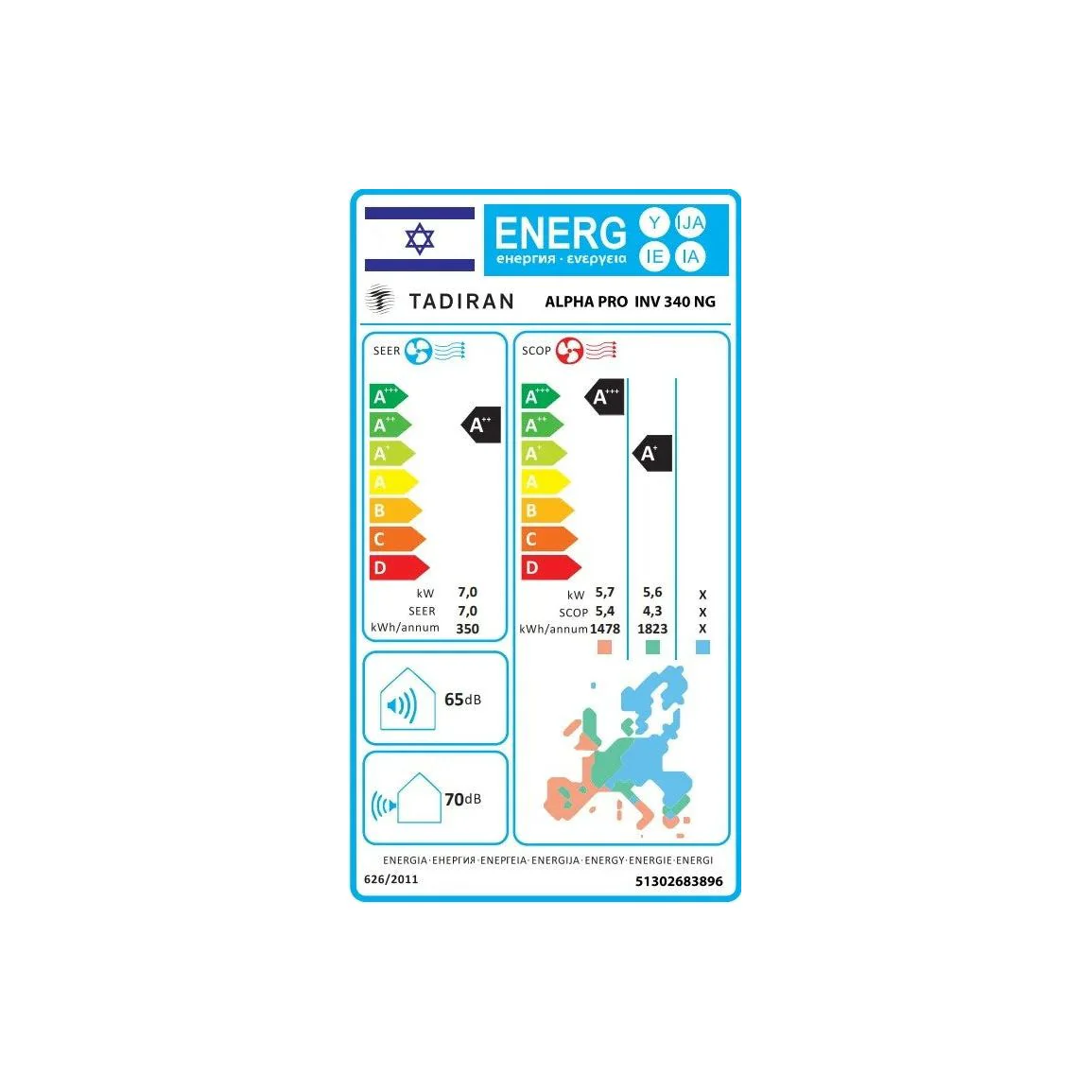 מזגן עילי תדיראן Tadiran Alpha Pro Inverter 340NG - Image 3