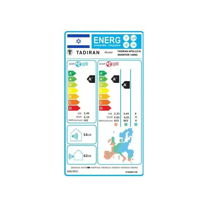 מזגן עילי תדיראן TADIRAN APOLLO N INVERTER 140NG אפולו אינוורטר - Image 4