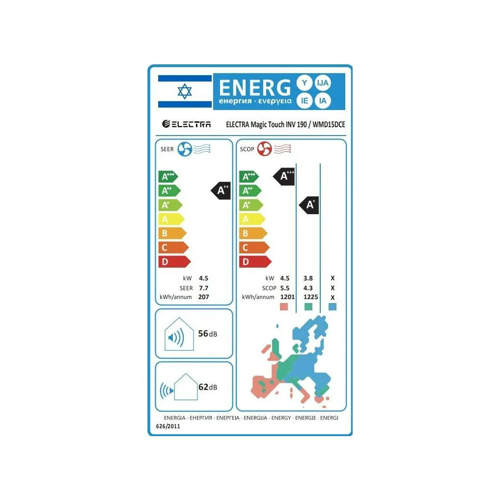 ‏מזגן עילי אלקטרה ELECTRA Magic Touch Inverter 190 - Image 2