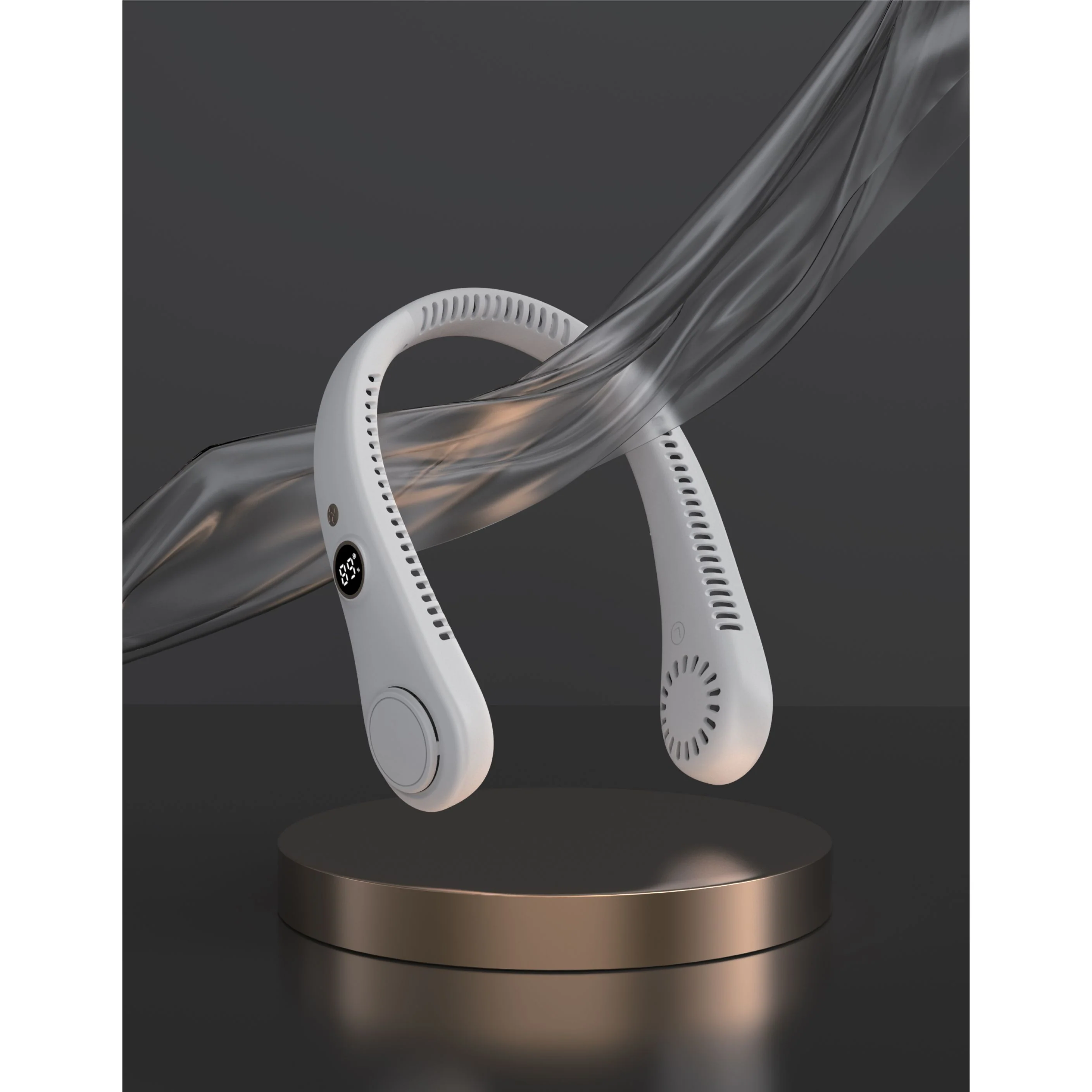 מאוורר צוואר דמוי אוזניה לבן נטען USB דגם K8 של SYENERGY - Image 2