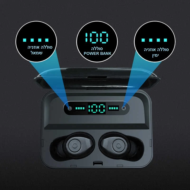 אוזניות כפתור Bluetooth TWS אלחוטיות עם סוללת גיבוי דגם HY679 - Image 3