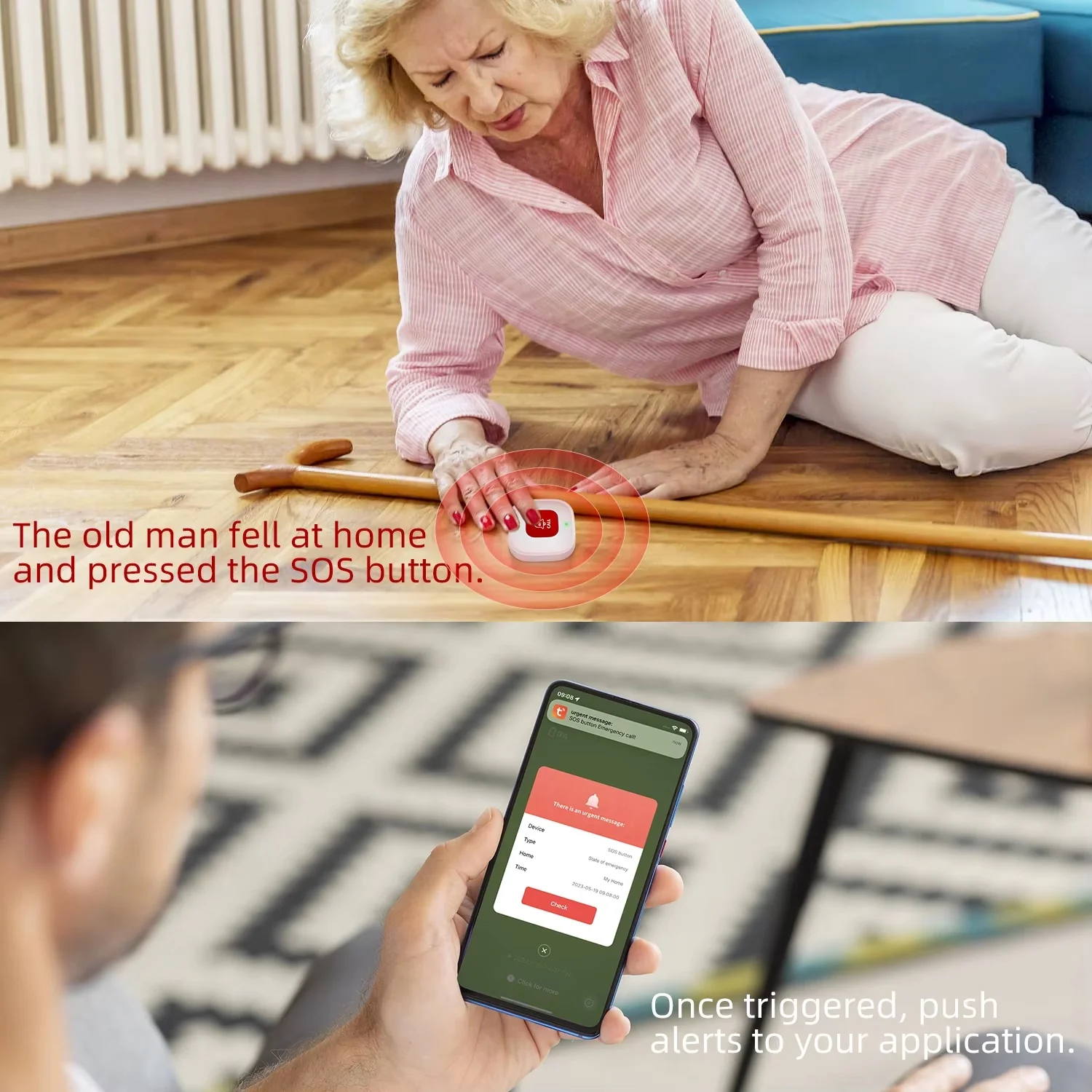 לחצן מצוקה SOS כפתור מצוקה אלחוטי למבוגרים ילדים ועוד ..הפתרון המושלם לקריאה לעזרה בעת צרה - Image 3