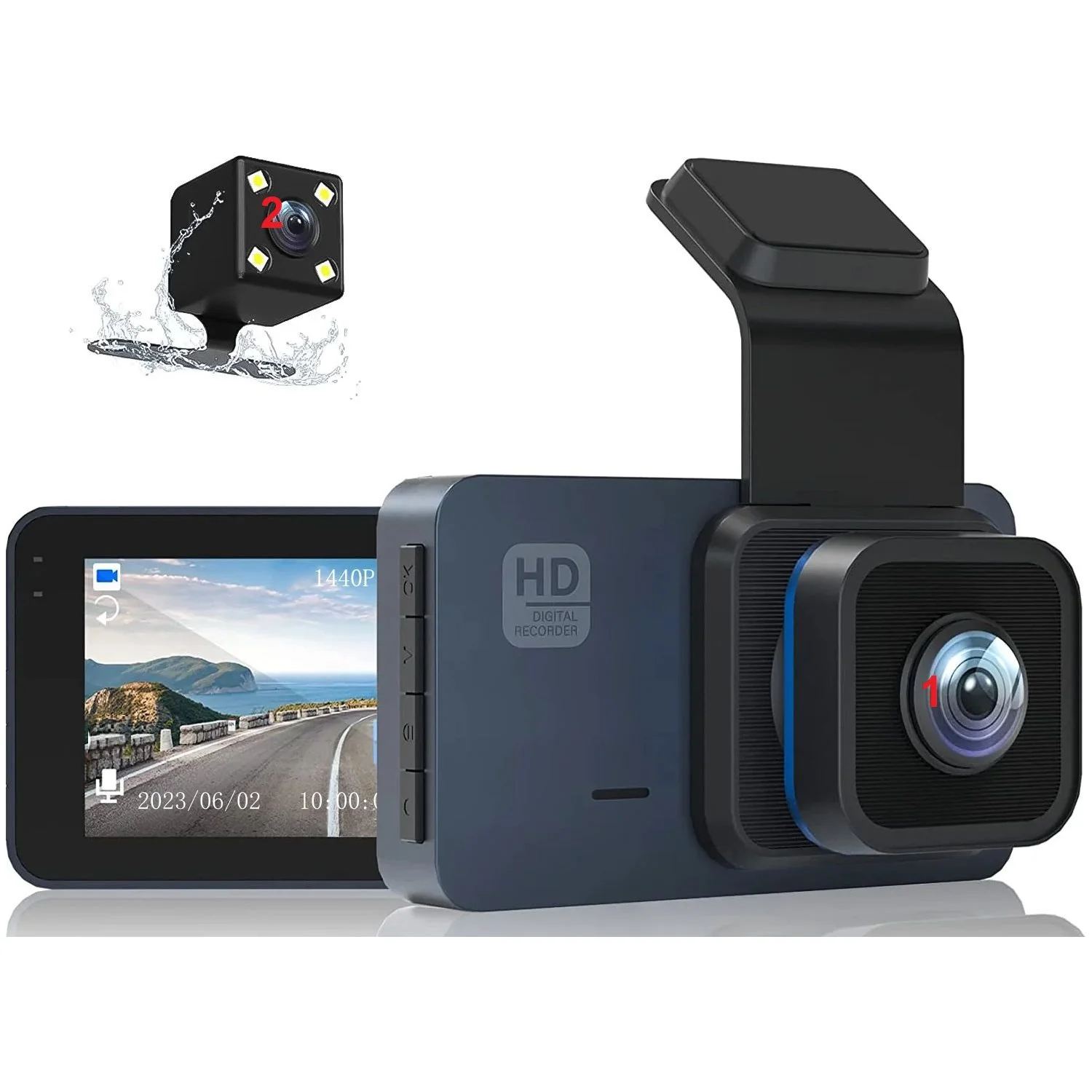 מצלמת לרכב FULL HD 1080P דו כיוונית כוללת אפשרות הקלטה גם בזמן חניה