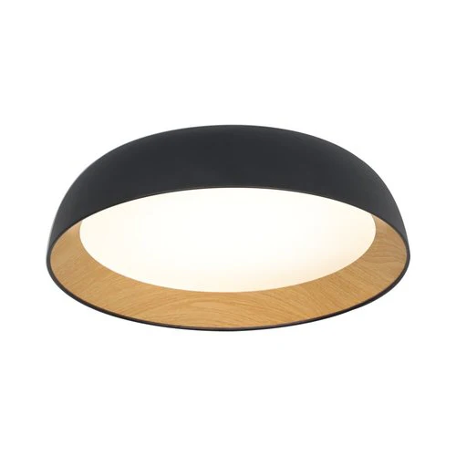 גוף תאורה צמוד תקרה שחור+עץ קוטר 45 ס"מ OREN 45W CCT
