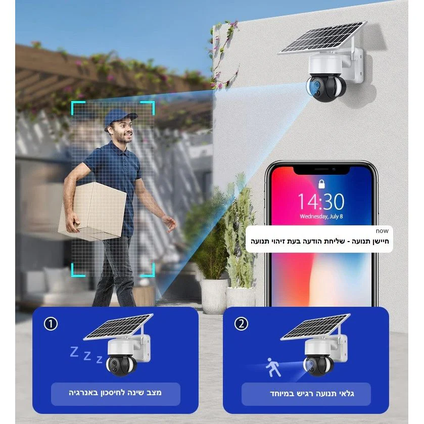 מצלמת אבטחה אלחוטית סולארית WIFI IP 1080 360 דגם VisionTek IRSL3 - Image 2