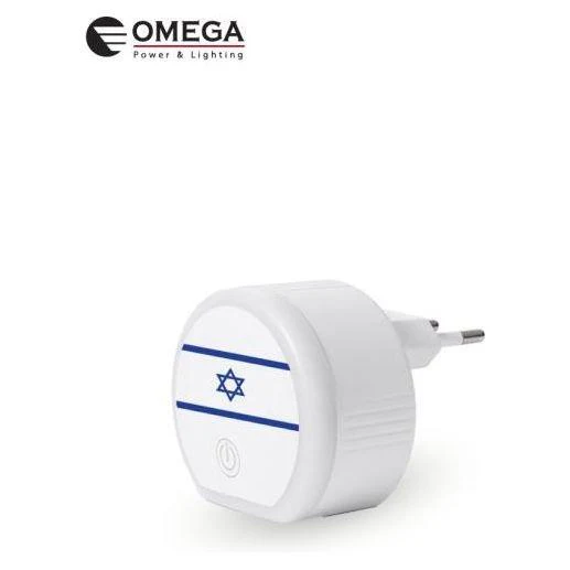 מנורת לילה דגל ישראל אור חם הפעלה עם מטען   USB Type-C+A 2.4A