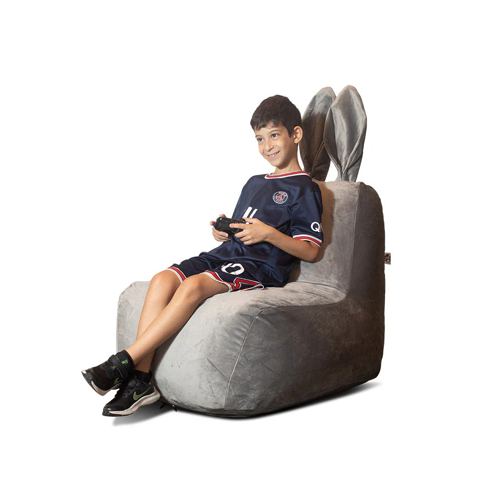פוף ארנב מבד קטיפה צבע ורוד בייבי - Image 2