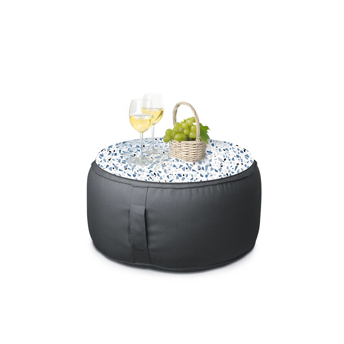 פוף הדום עגול Ø68 מבד חוץ עם מגש לבחירה צבע טורקיז בחירת מגש ללא - Image 3