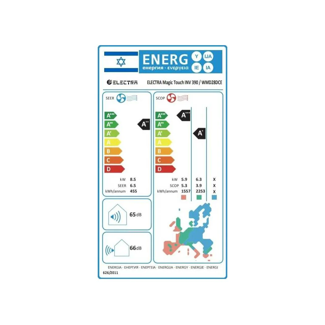 מזגן עילי אלקטרה ELECTRA Magic Touch Inverter 390 - Image 3