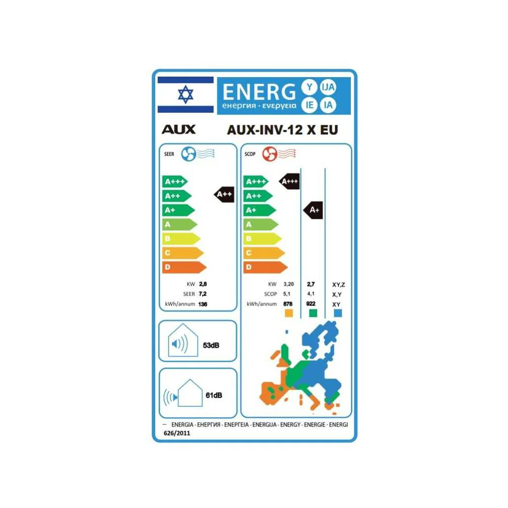 מזגן עילי דגם AUX INV 12 X EU מבית טורנדו TORNADO חמש שנות אחריות ע"י היבואן הרשמי - Image 4