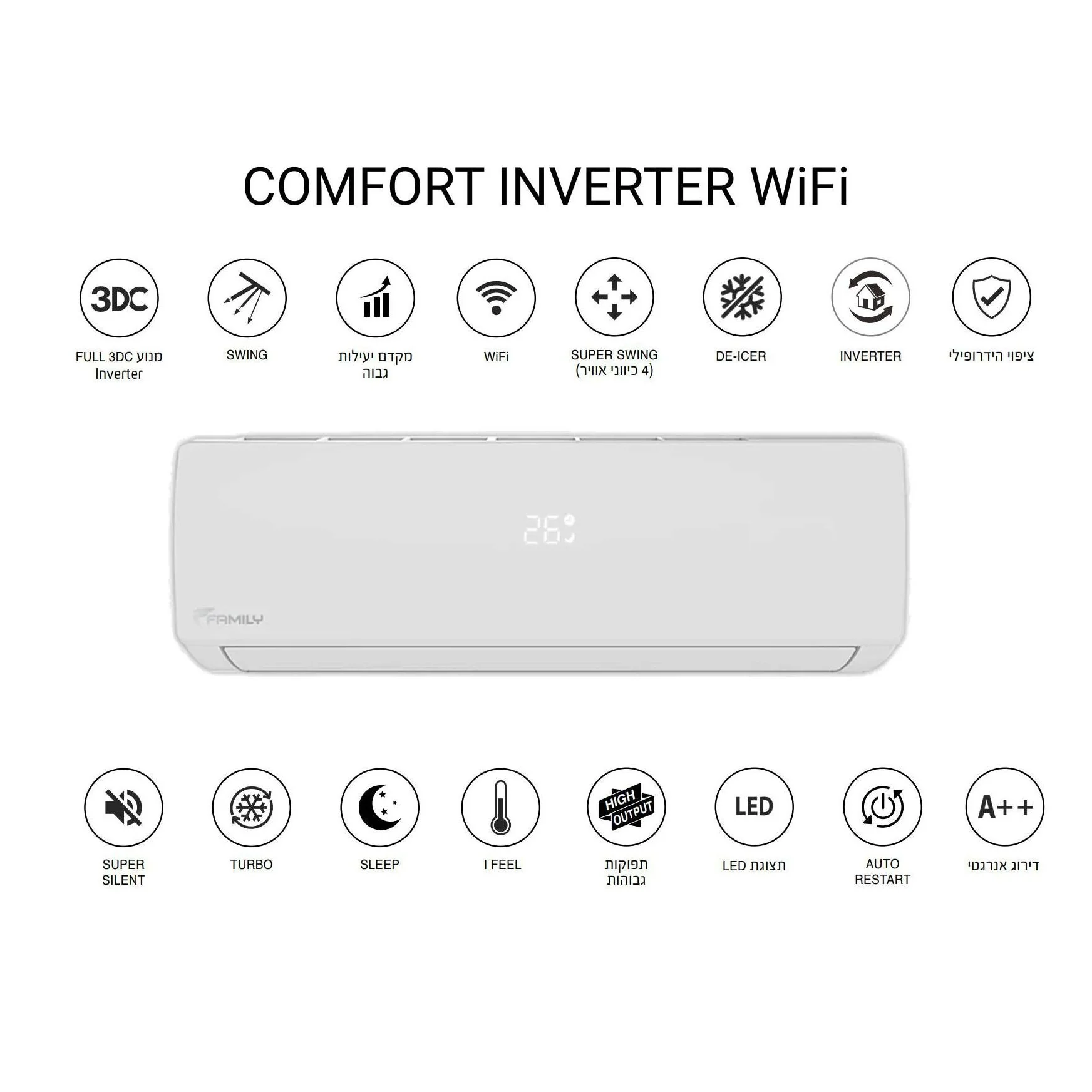 מזגן עילי פמילי Family Comfort Inverter 25 - Image 2