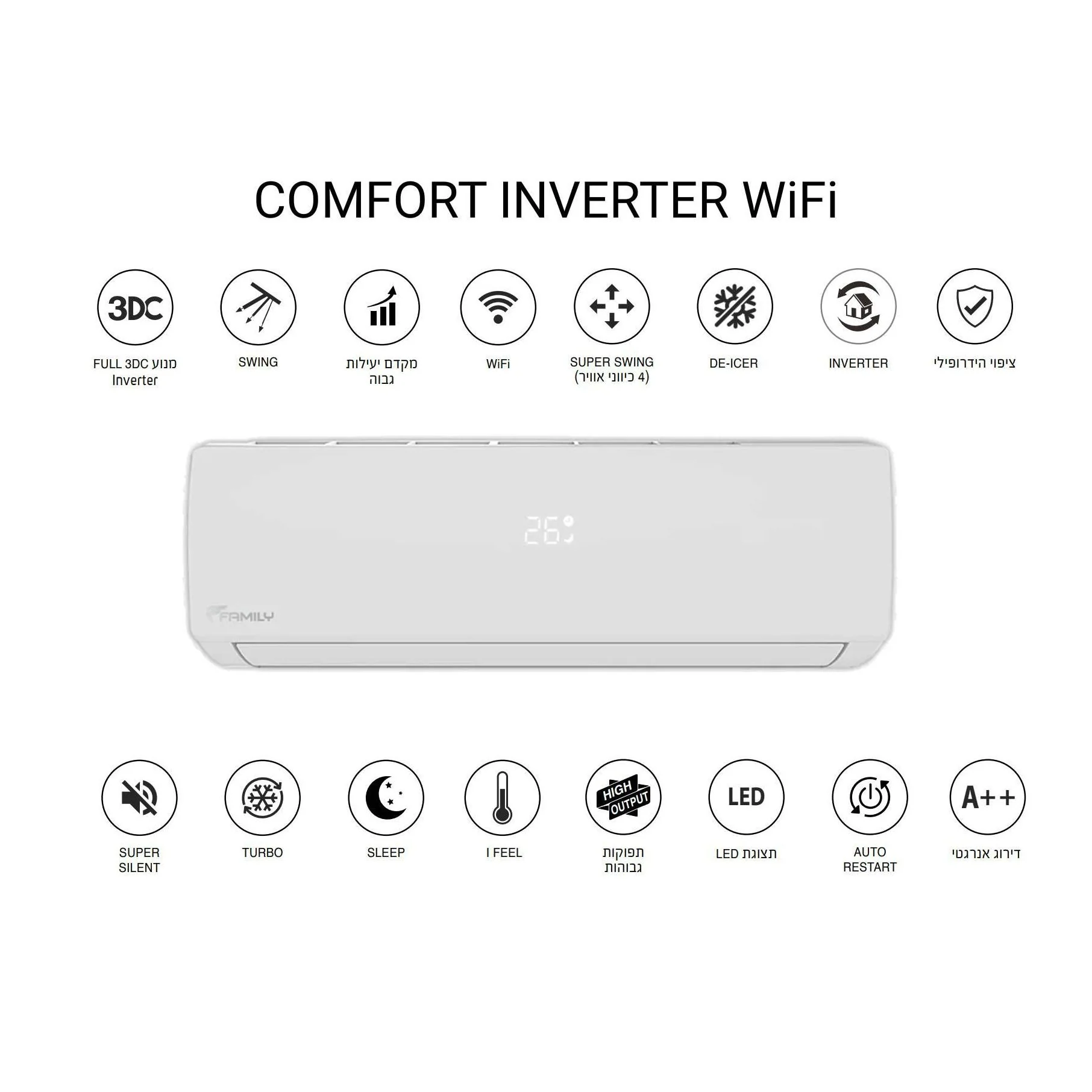 מזגן עילי פמילי Family Comfort Inverter 32 - Image 2
