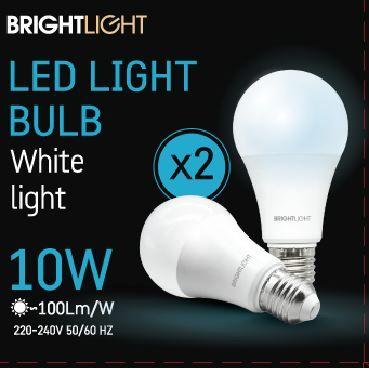 זוג נורות לד אור לבן 10W A60 E27