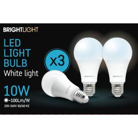 שלישיית נורות לד אור לבן 10W A60 E27